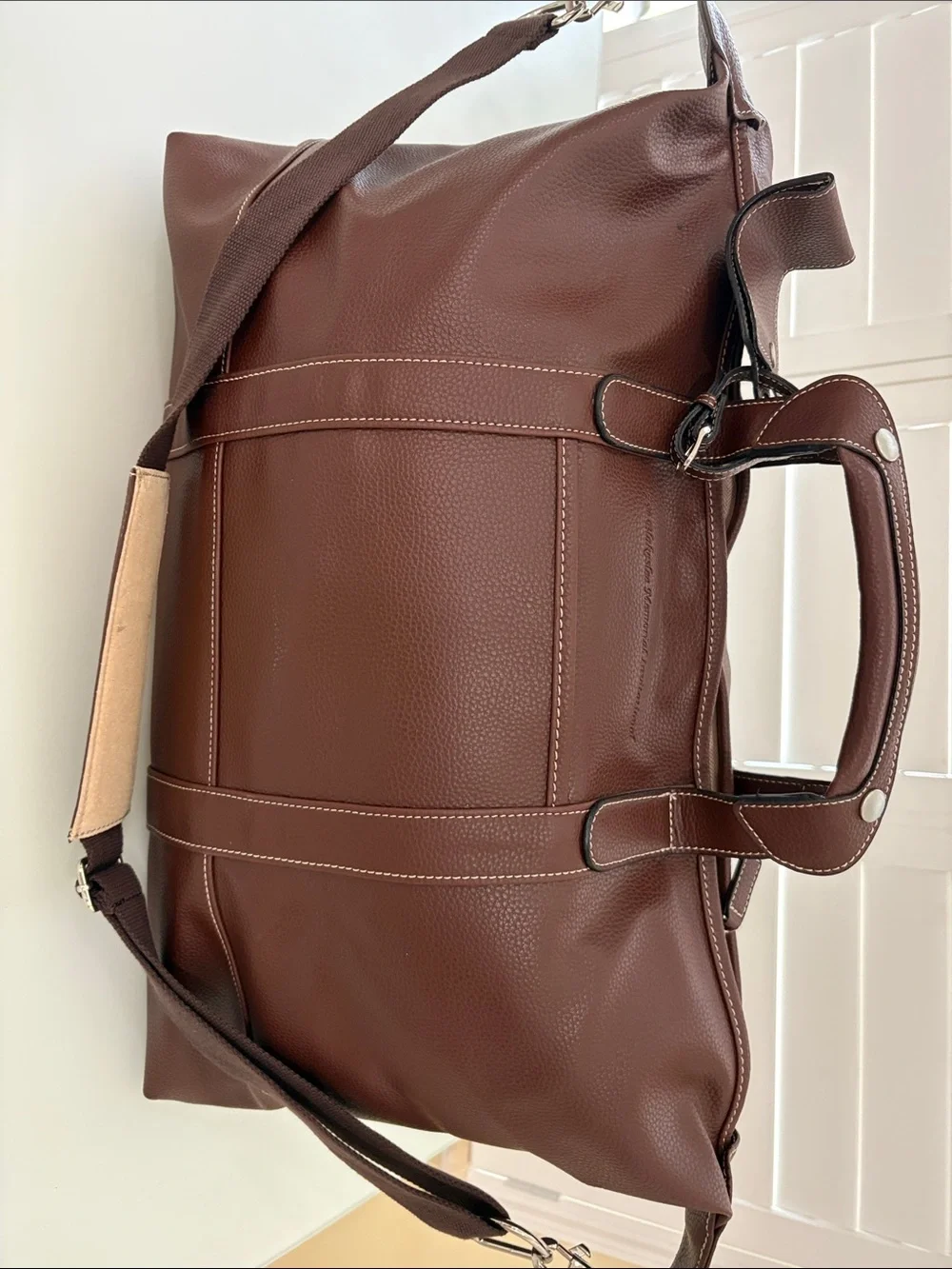 Barrington Men's Brown Leather Weekender Travel Bag - Classic Carryall